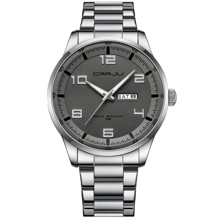 Waterproof Men Business Watch with Calendar and Steel Strap - Black 4