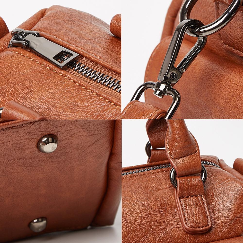 Large Capacity Crossbody Shoulder Bag in Pebbled Leather - Claret 7