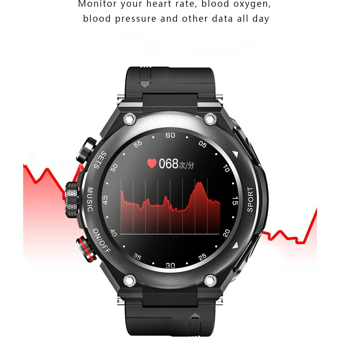 1.28 Inch Ips Touch Screen 2 In 1 Bluetooth Headset Smart Watch Support Heart Rate Monitoring / Bluetooth Music - Black 6