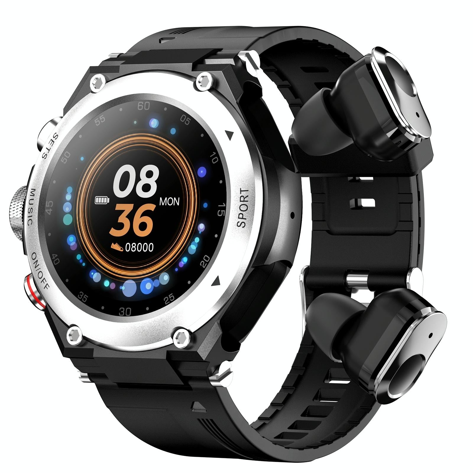 1.28 Inch Ips Touch Screen 2 In 1 Bluetooth Headset Smart Watch Support Heart Rate Monitoring / Bluetooth Music - Black 14