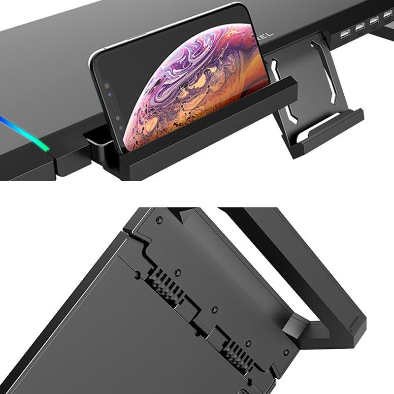 Foldable Laptop Stand with Rgb Lighting & Usb Expansion - Monitor Rack - Moonlight White 3