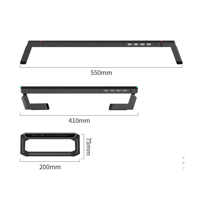 Foldable Laptop Stand with Rgb Lighting & Usb Expansion - Monitor Rack - Moonlight White 4