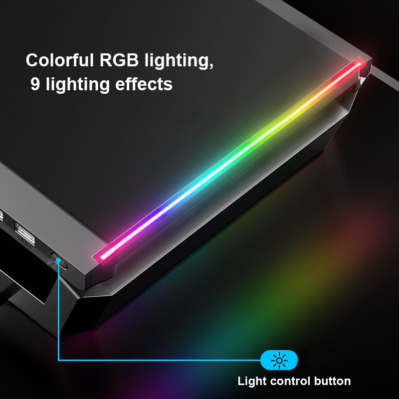 Foldable Laptop Stand with Rgb Lighting & Usb Expansion - Monitor Rack - Moonlight White 8