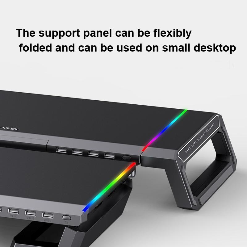 Foldable Laptop Stand with Rgb Lighting & Usb Expansion - Monitor Rack - Moonlight White 11