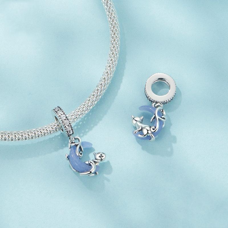 925 Sterling Silver Luminous Moon Cat Pendant 4