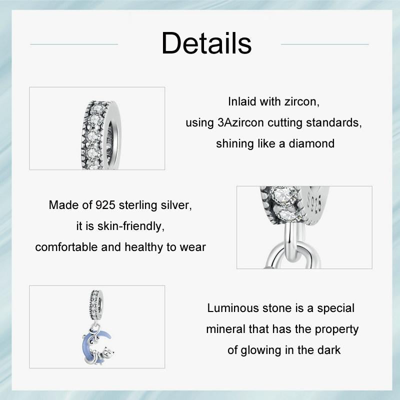 925 Sterling Silver Luminous Moon Cat Pendant 5
