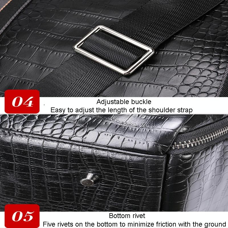 Multifunctional Leather Duffel Bag for Travel - Crocodile Print 4