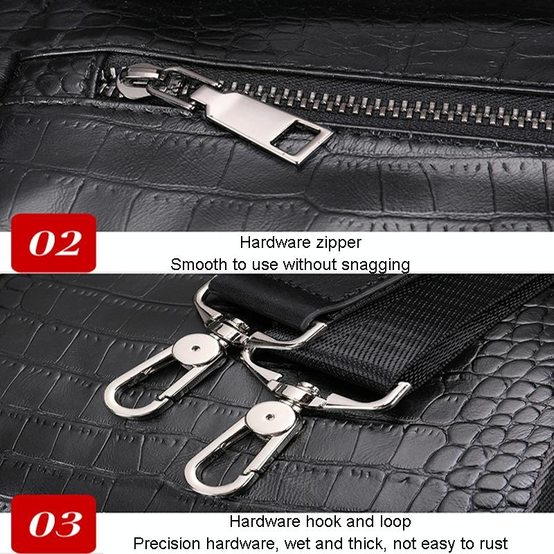 Multifunctional Leather Duffel Bag for Travel - Crocodile Print 13
