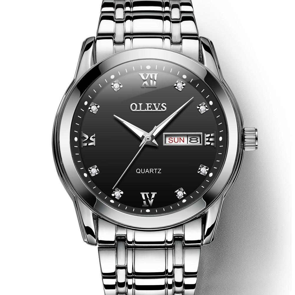 Waterproof Dual Calendar Quartz Watch for Men with Luminous Design - Black 3