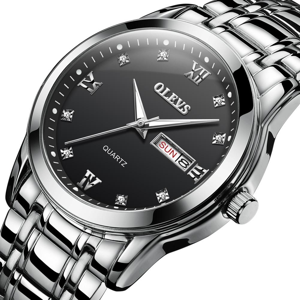 Waterproof Dual Calendar Quartz Watch for Men with Luminous Design - Black 4