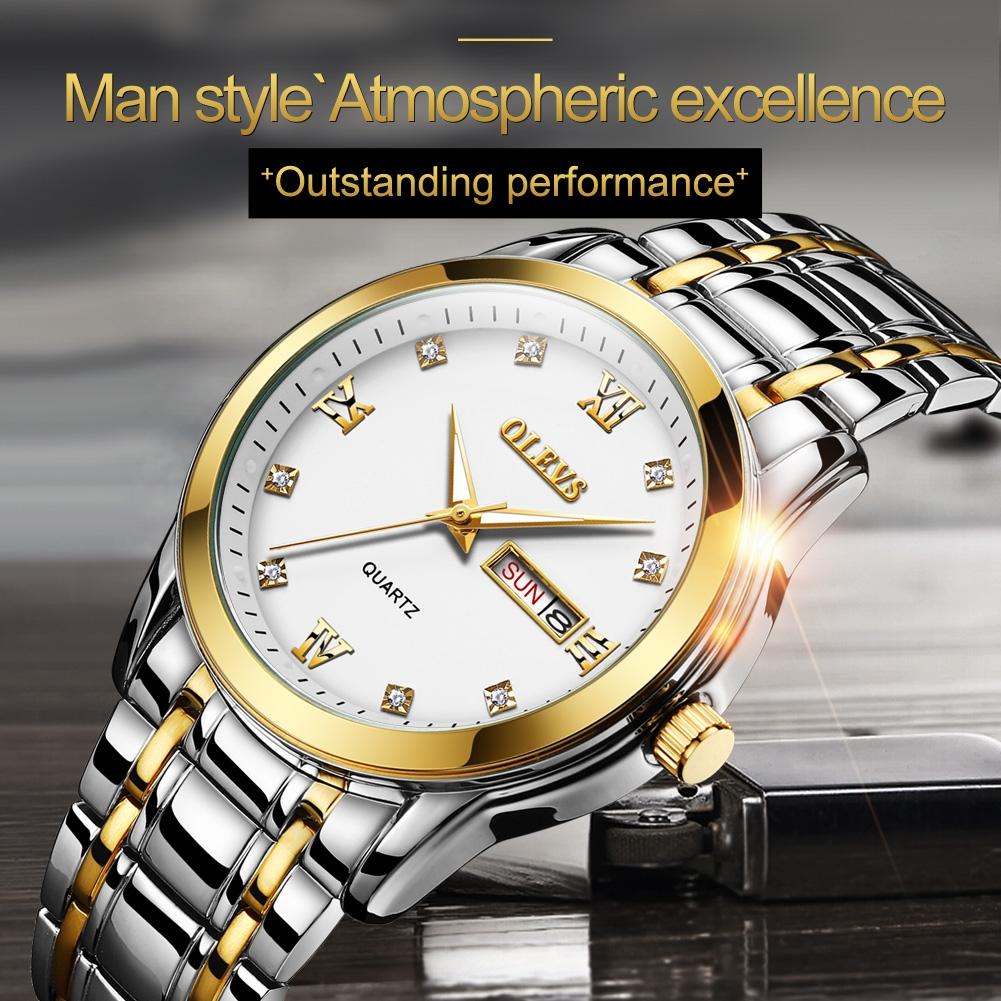 Waterproof Dual Calendar Quartz Watch for Men with Luminous Design - Black 6
