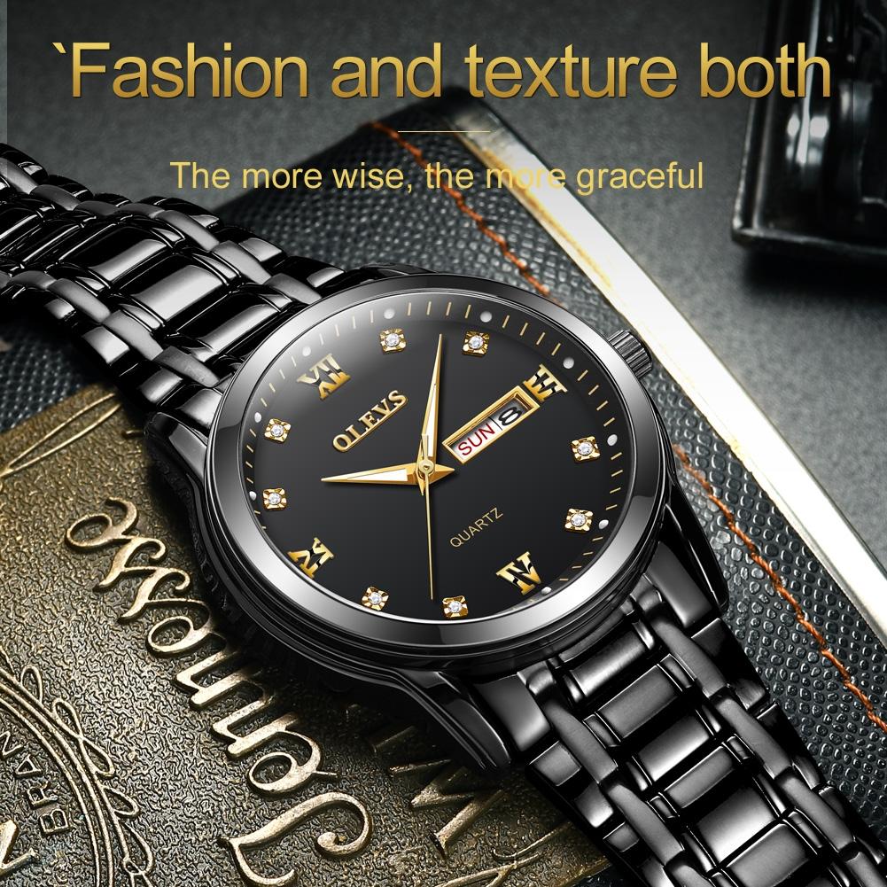Waterproof Dual Calendar Quartz Watch for Men with Luminous Design - Black 7