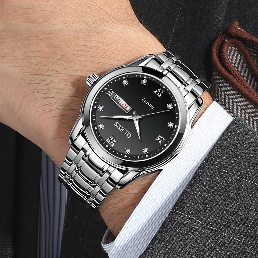 Waterproof Dual Calendar Quartz Watch for Men with Luminous Design - Black 9