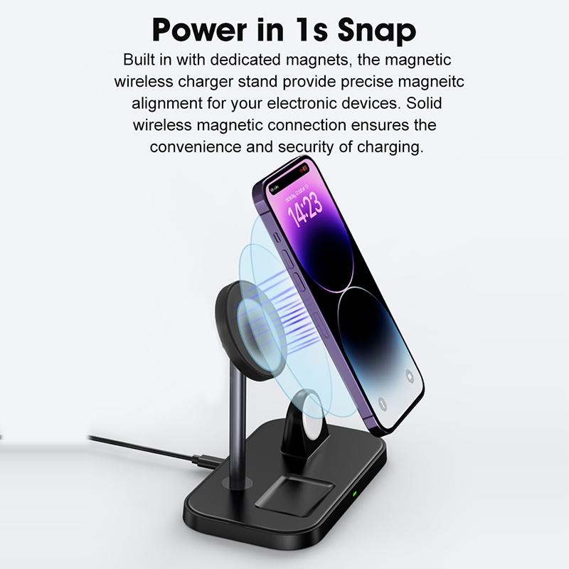 3 In 1 Magnetic Wireless Charger For Iphone & Airpods - White 5