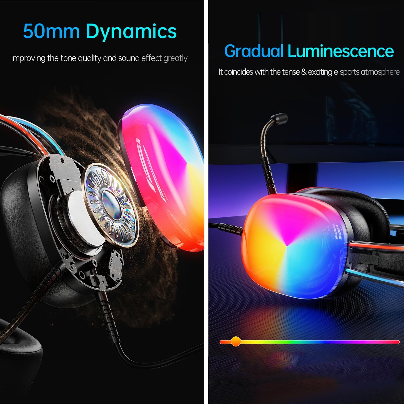 Pro Luminous Wired Headphones 2M Cable - Black 6