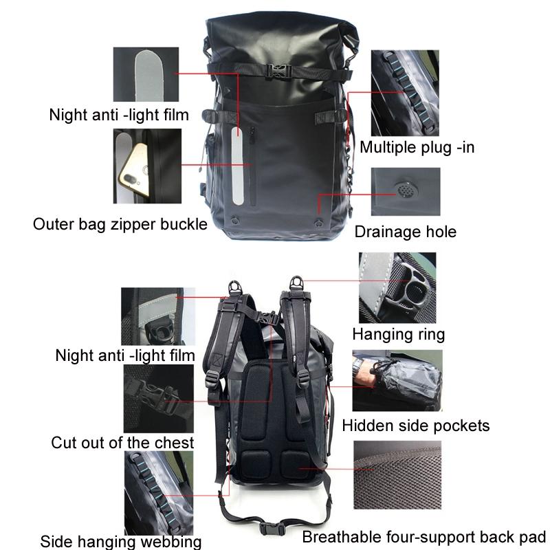 Waterproof Diving Fins Bag Scuba Swimming Backpack - Black 5
