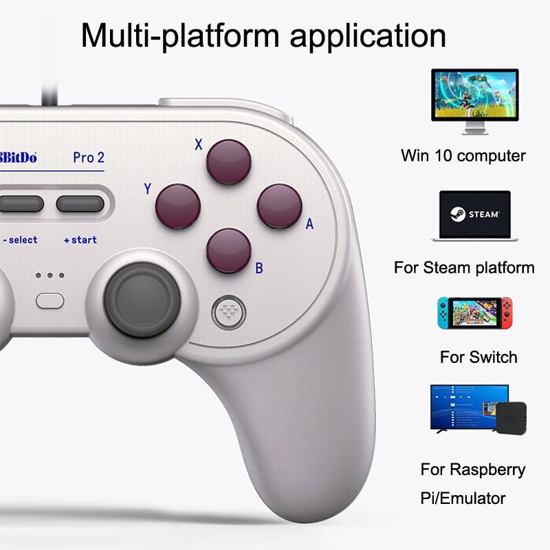 8bitdo Pro 2 Wired Gamepad for Switch - White 8