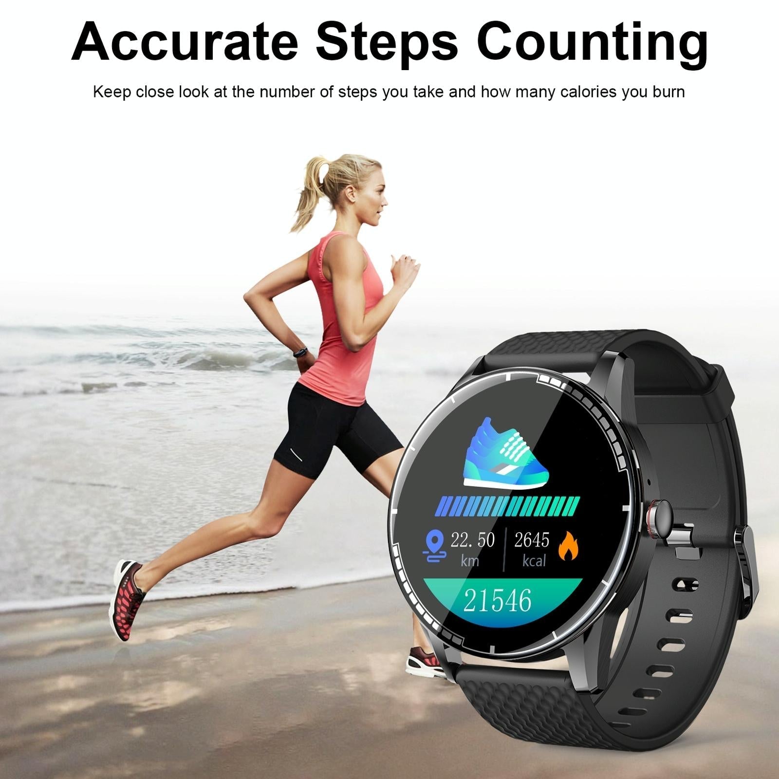 1.28 Inch Touch Screen Ip67 Waterproof Smart Watch Support Bluetooth Call / Sleep Monitoring / Heart Rate Monitoring Black 6