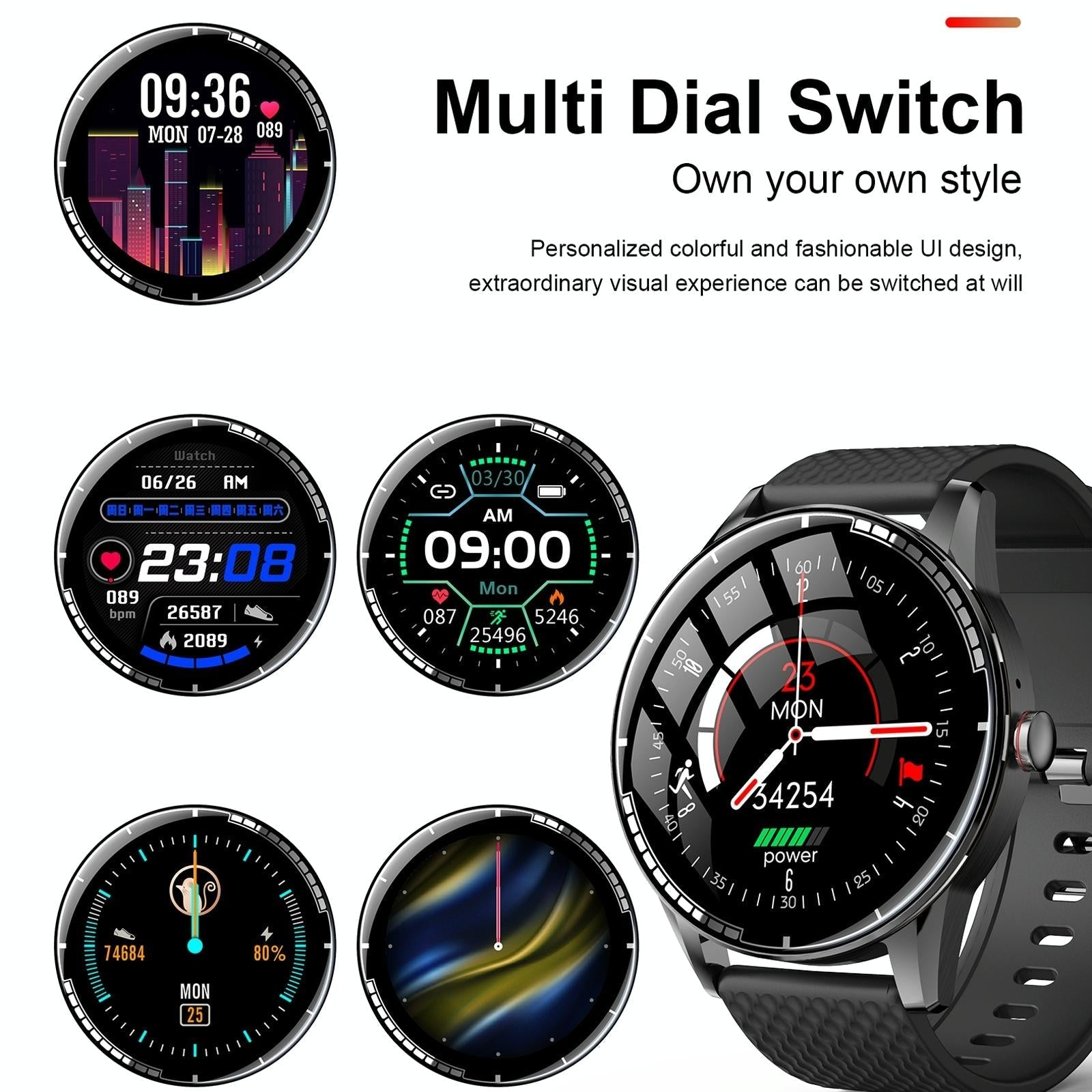 1.28 Inch Touch Screen Ip67 Waterproof Smart Watch Support Bluetooth Call / Sleep Monitoring / Heart Rate Monitoring Black 8