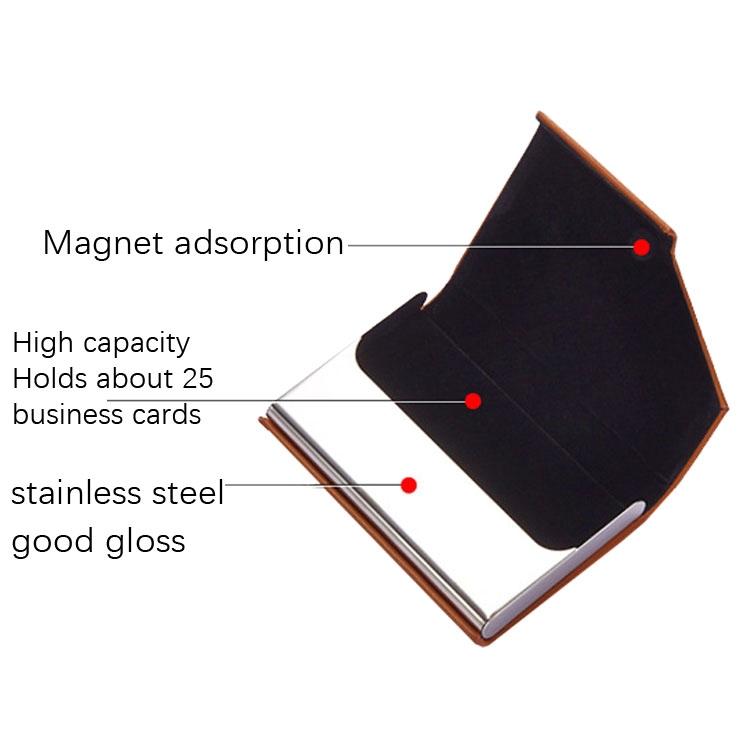 Stainless Steel Business Card Holder Men Leather Clamp - Black 4