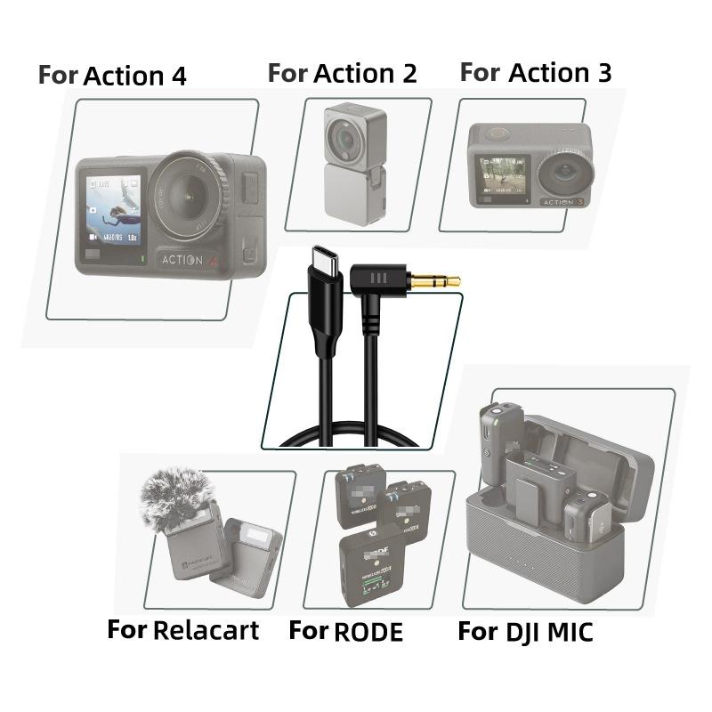Usb-c to 3.5mm Audio Adapter for Dji Action Cameras 4