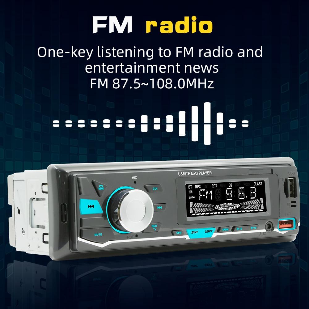 Car Mp3 Player With Voice Assistant & Fm - Colourful Lights Black 4