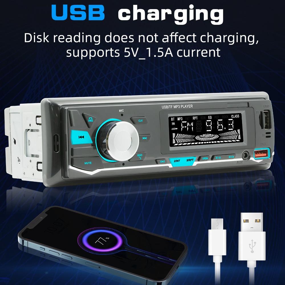 Car Mp3 Player With Voice Assistant & Fm - Colourful Lights Black 10