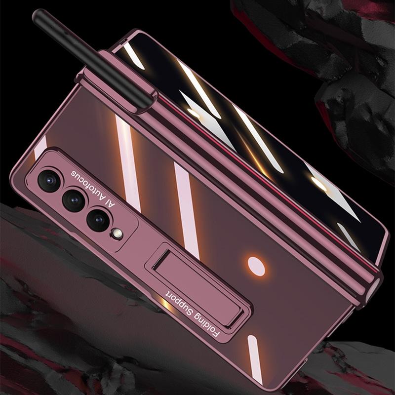 For Samsung Galaxy Z Fold4 5G Foldable Magnetic Privacy Case With Pen Holder - Fits 4Th Generation Ipad - Champagne Gold 5