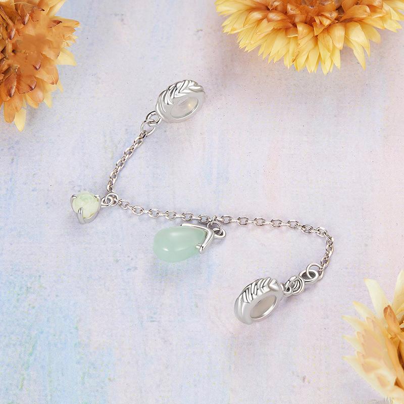 925 Sterling Silver Water Drop Safety Chain Bracelet 3