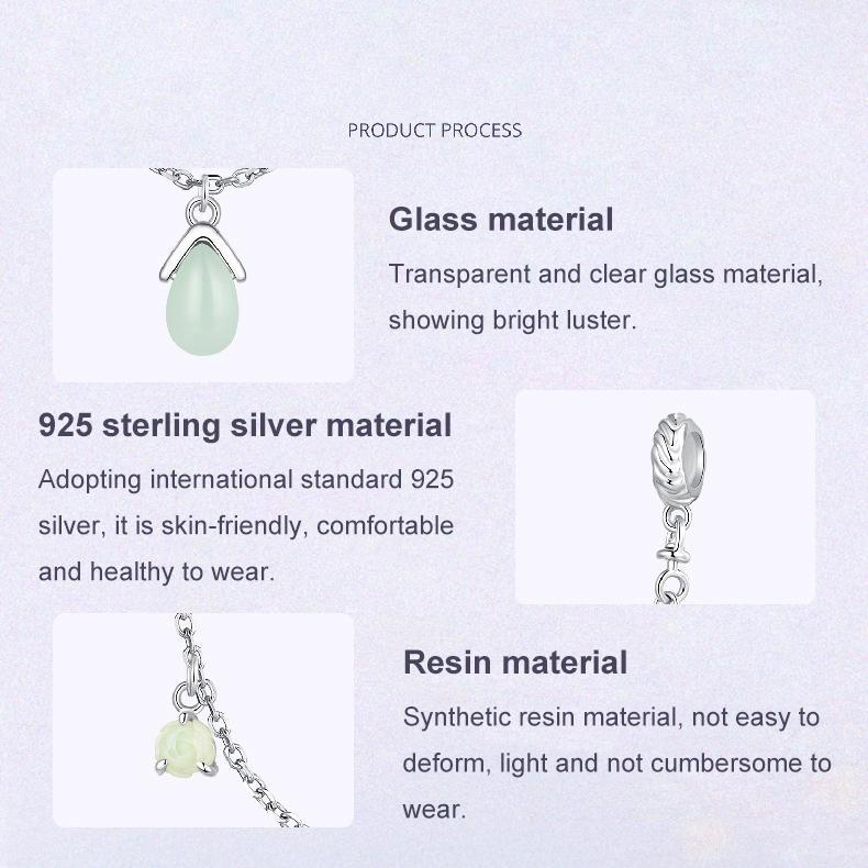 925 Sterling Silver Water Drop Safety Chain Bracelet 5