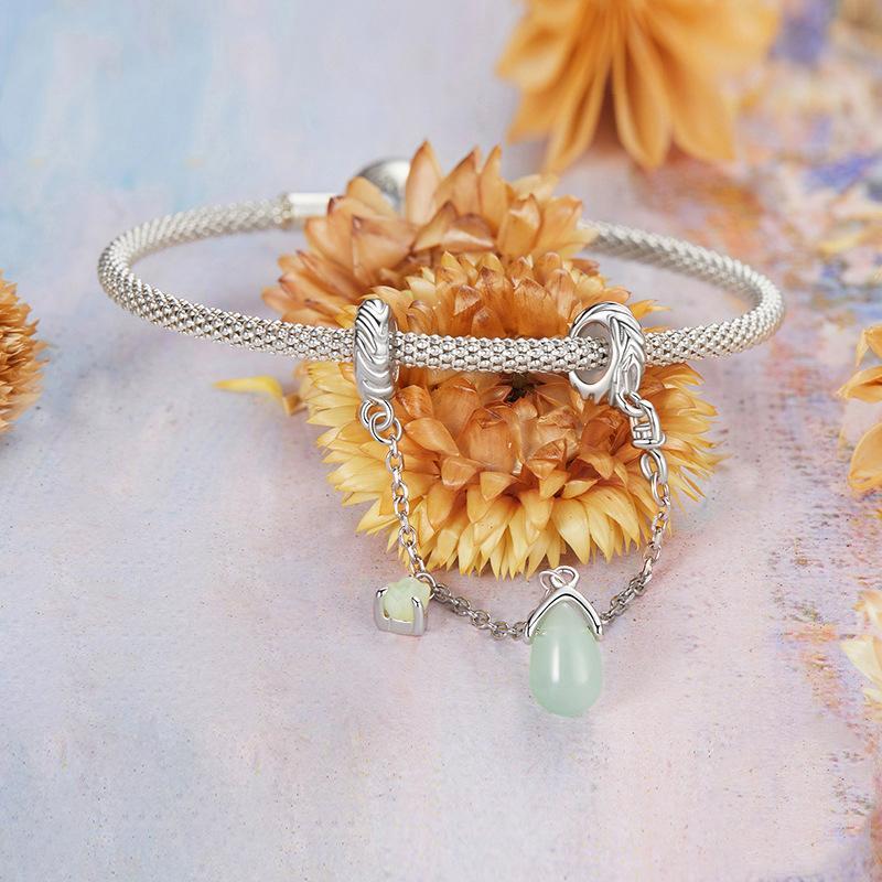 925 Sterling Silver Water Drop Safety Chain Bracelet 6