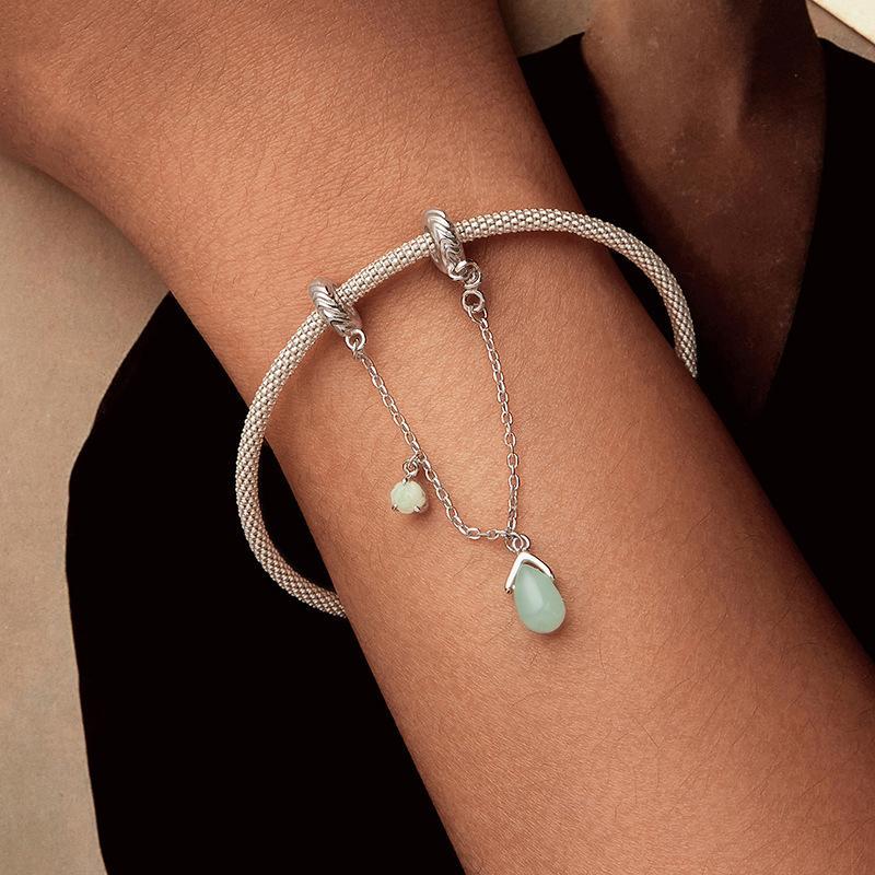 925 Sterling Silver Water Drop Safety Chain Bracelet 7