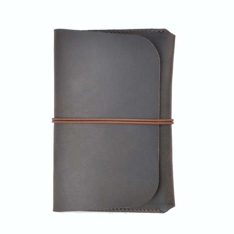 Retro Passport Wallet For Travel Crazy Horse Skin - Brown