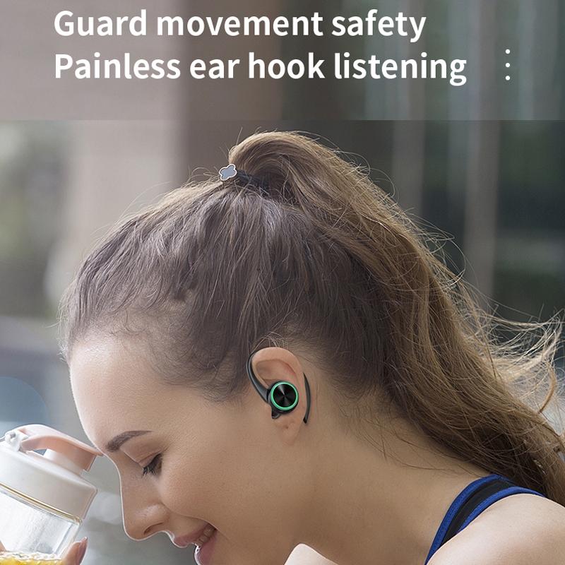 Wireless Bluetooth Earphones with Charging Bin and Digital Display - Black 9