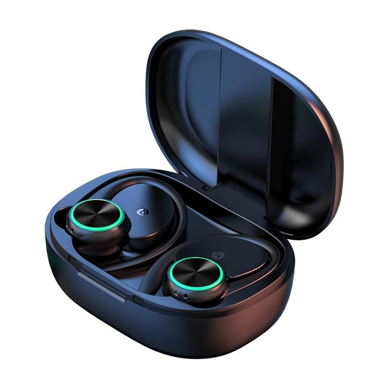 Wireless Bluetooth Earphones with Charging Bin and Digital Display - Black 10