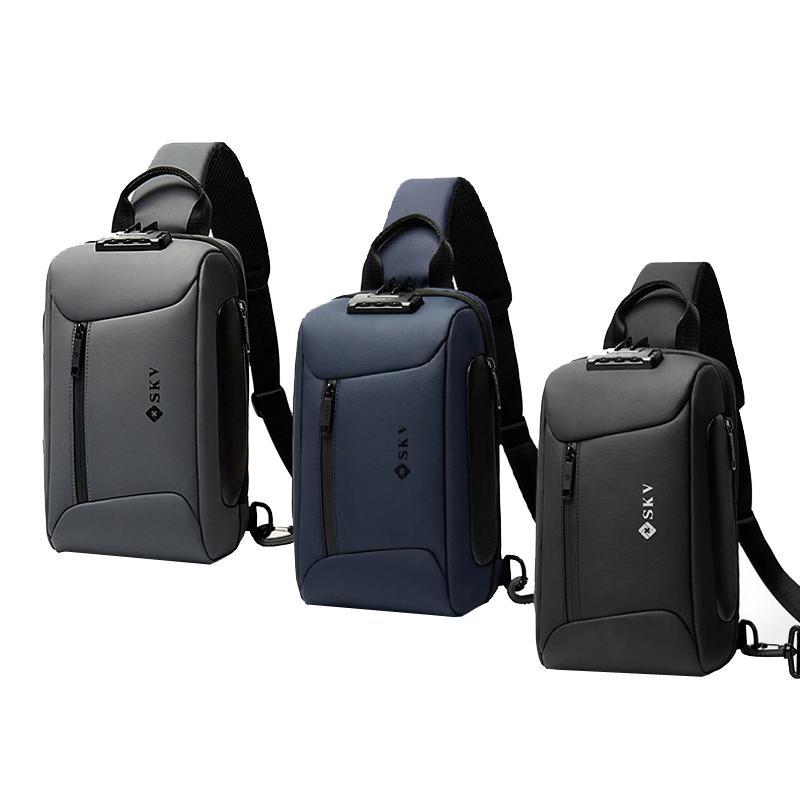 Waterproof Anti Theft Men Crossbody Bag Business Casual Multifunctional - Blue 3