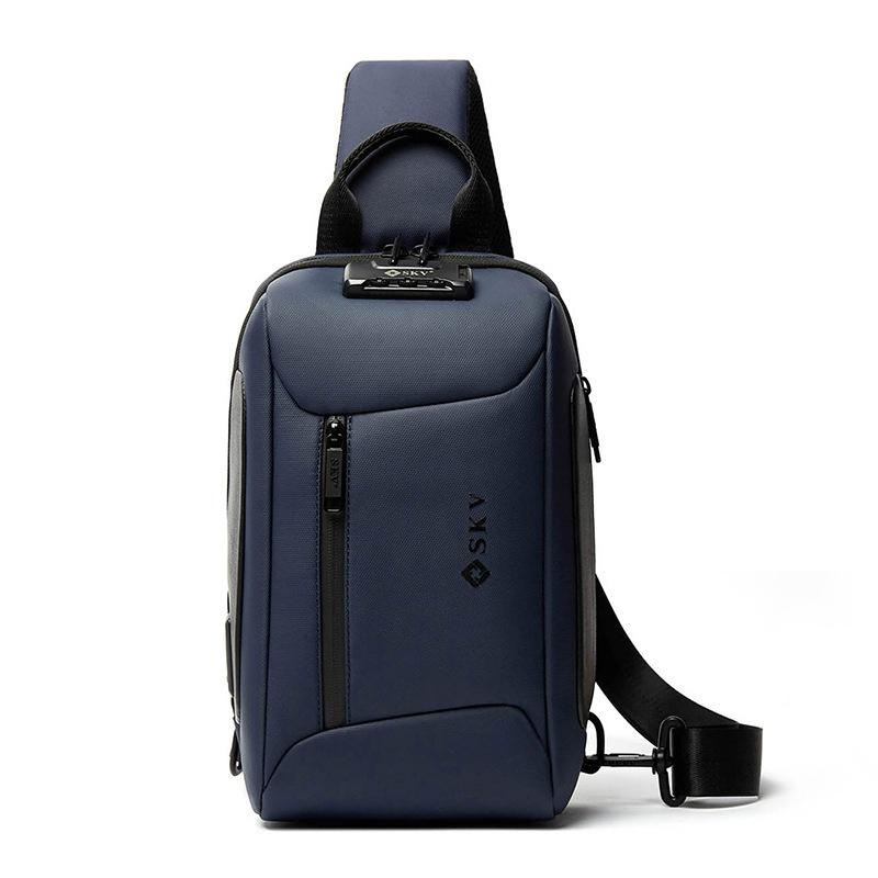 Waterproof Anti Theft Men Crossbody Bag Business Casual Multifunctional - Blue 13