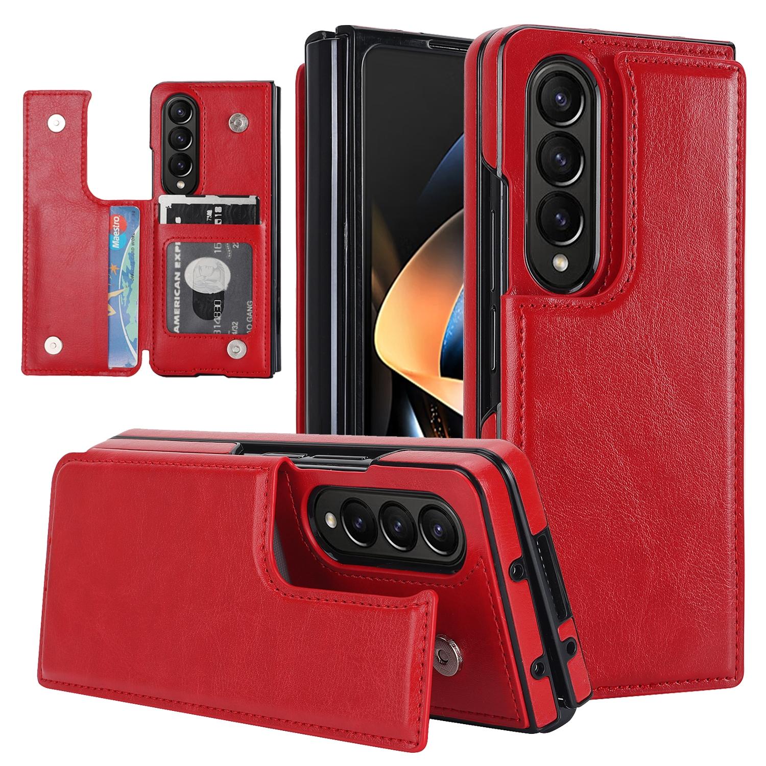 For Samsung Galaxy z Fold4 5G Foldable Phone Case with Double Buckle Card Slot - White 9