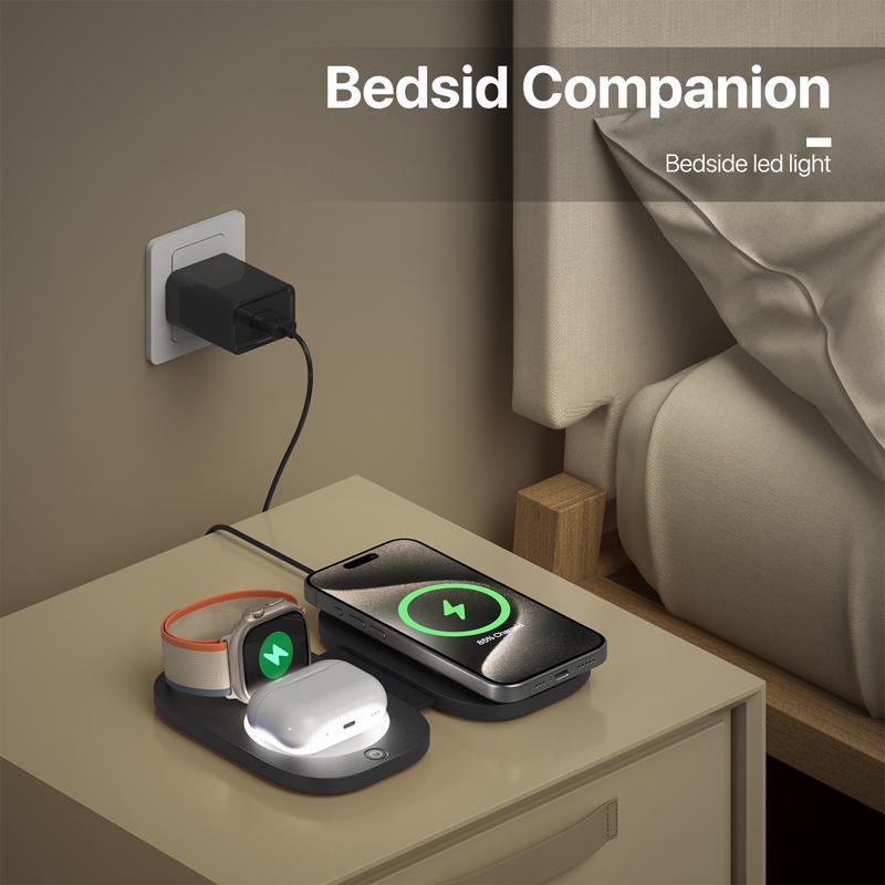 3 In 1 Magnetic Wireless Charger For Apple Devices - Black 7