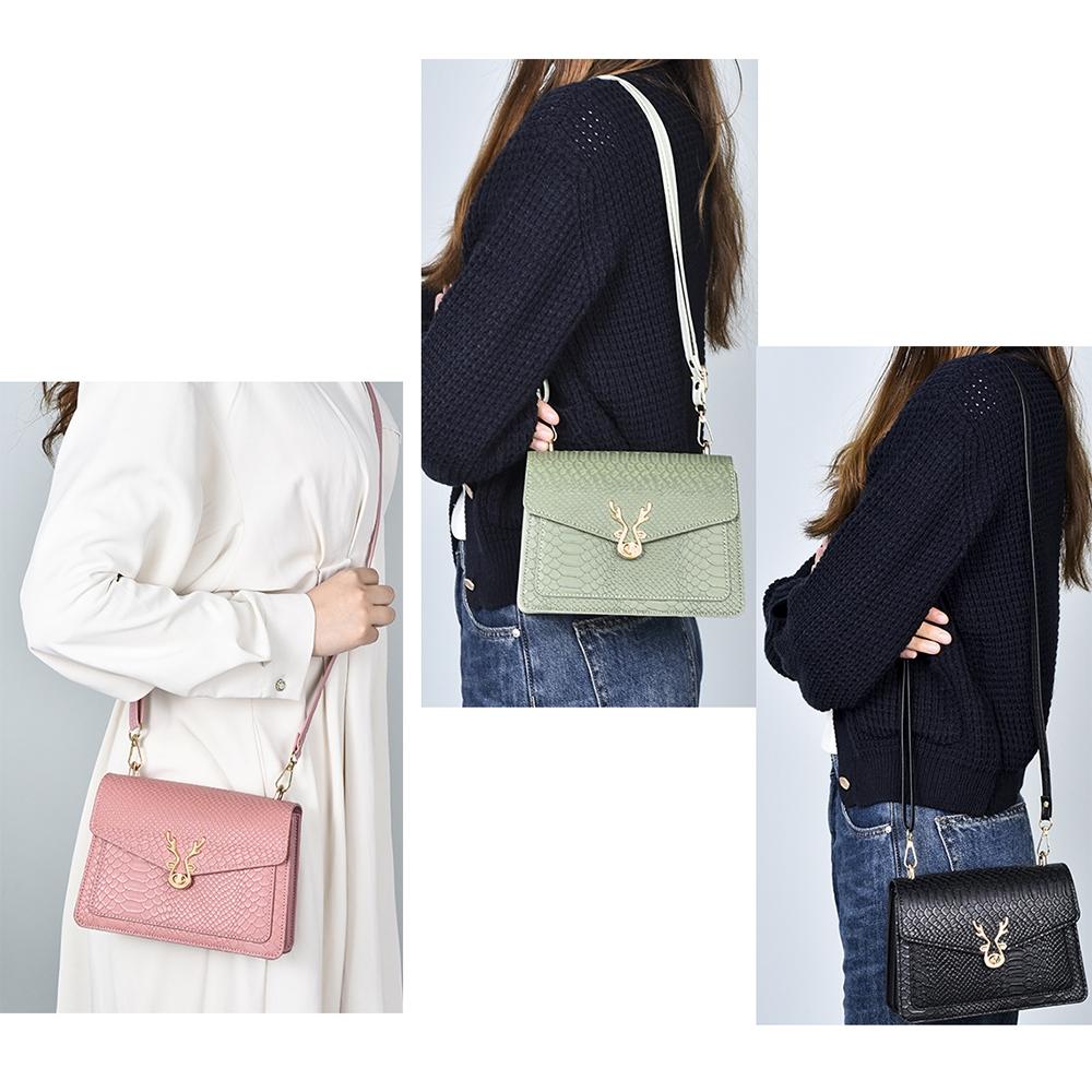 Stylish Crocodile Leather Crossbody Phone Bag - Black 9