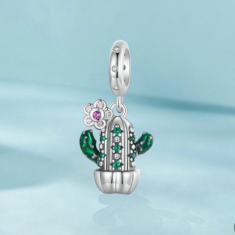 925 Sterling Silver Diy Desert Cactus Potted Pendant 3