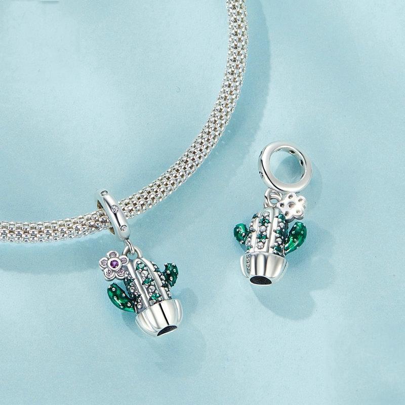 925 Sterling Silver Diy Desert Cactus Potted Pendant 4