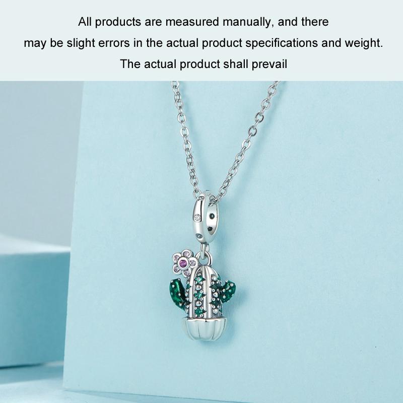 925 Sterling Silver Diy Desert Cactus Potted Pendant 6