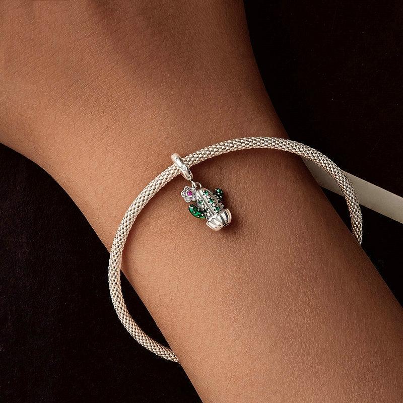 925 Sterling Silver Diy Desert Cactus Potted Pendant 7