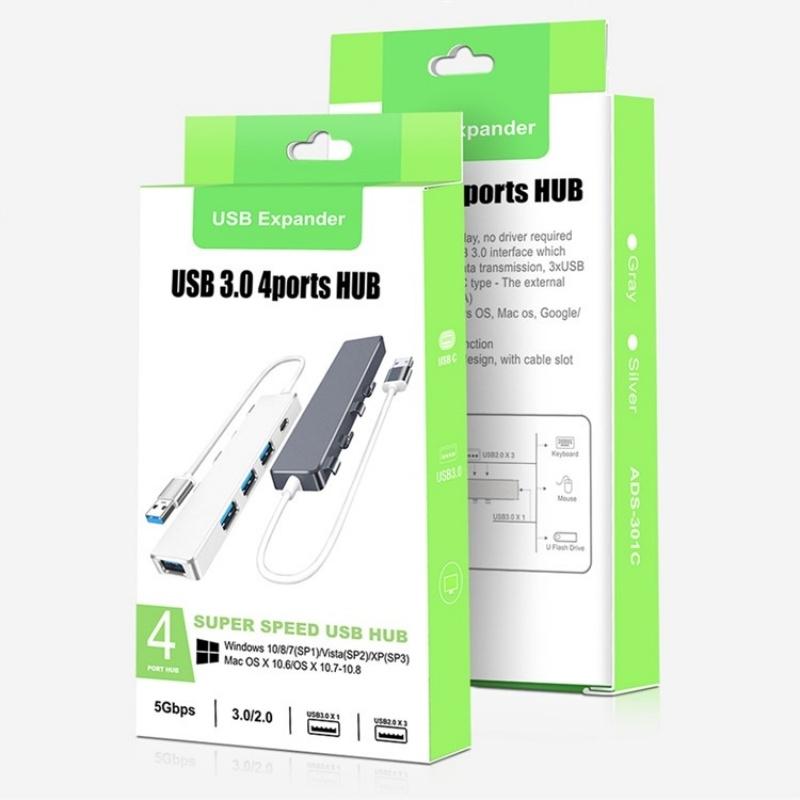 Usb 3.0 Type-C + 4-Port Hub For Laptop Expansion - Grey 8