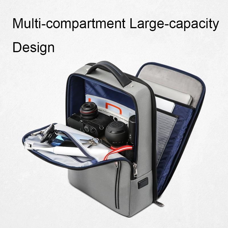 Silver Gray Multifunctional Anti-theft Laptop Backpack with Usb Charging Hole 4