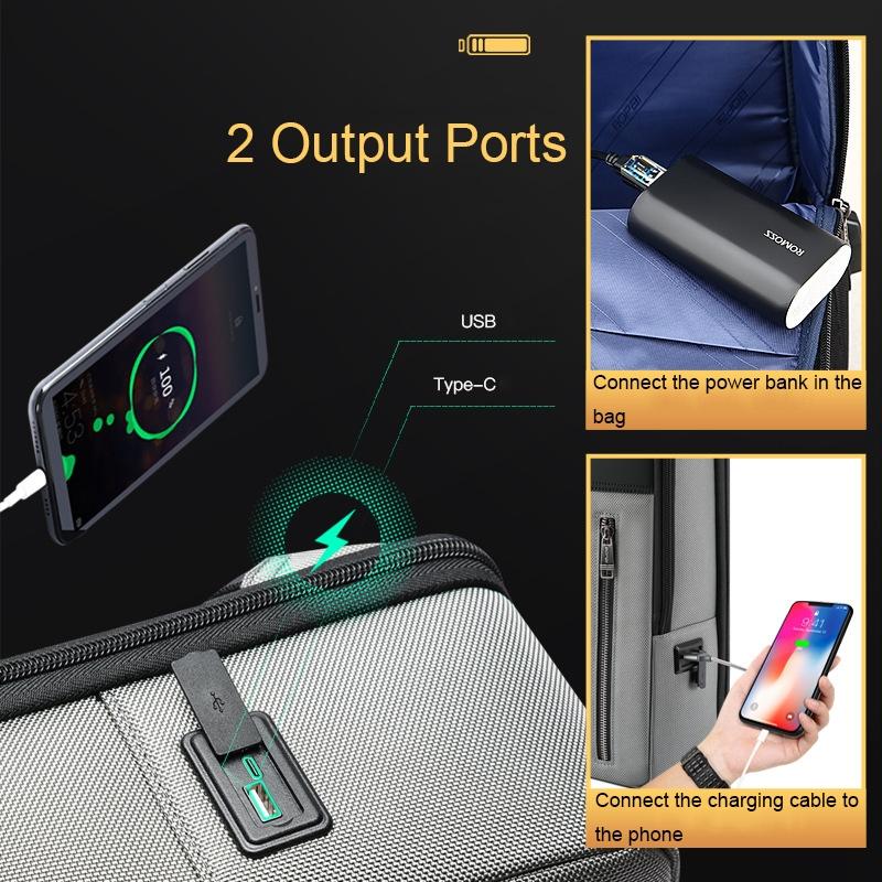 Silver Gray Multifunctional Anti-theft Laptop Backpack with Usb Charging Hole 6