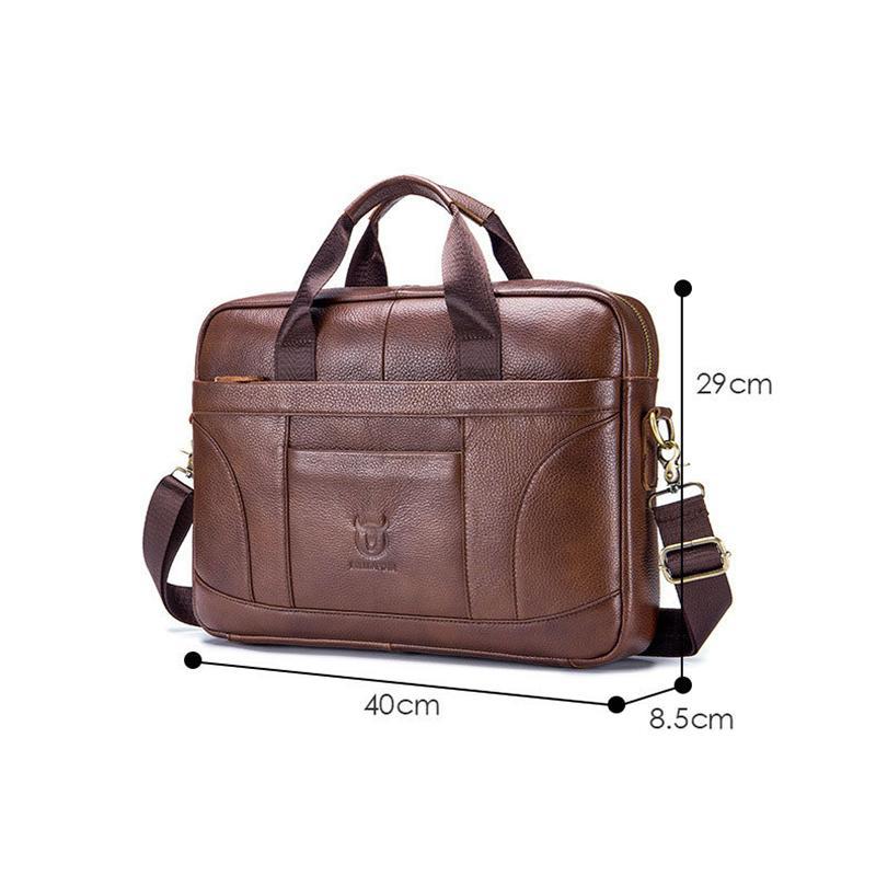 Large Capacity Retro Cowhide Briefcase - Black 4
