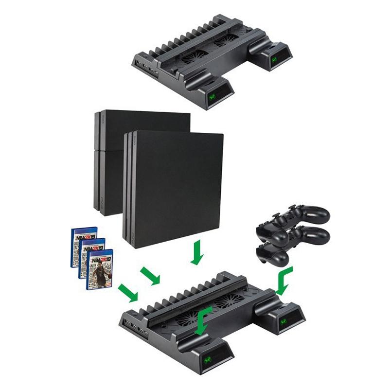 Vertical Cooling Stand with Dual Controller Charger for Ps4 - Black 3