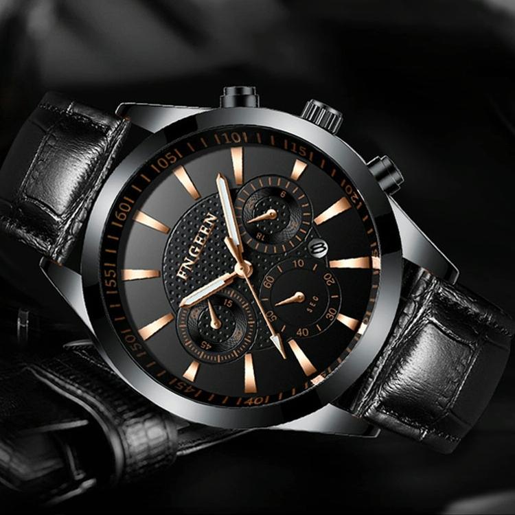 Waterproof Men Watch with Luminous Six-needle Design - Black Steel Black 5